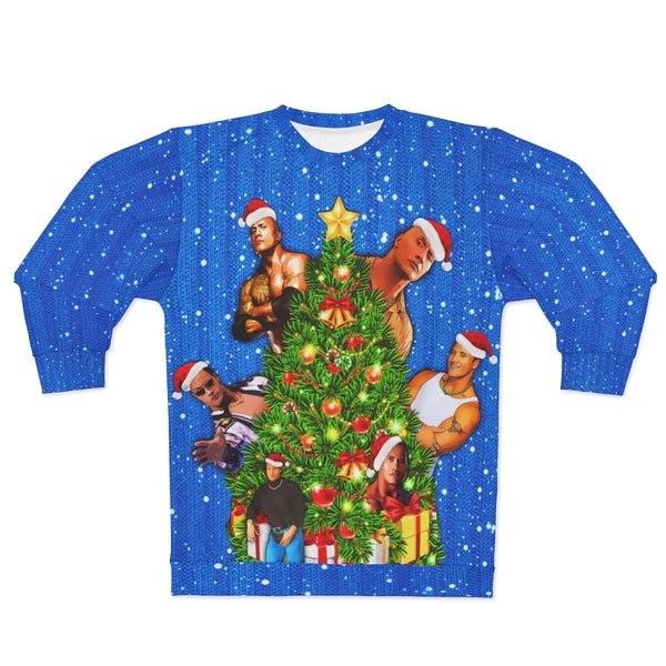 The Rock UGLY CHRISTMAS SWEATER Dwayne Johnson Funny Xmas Party Sweatshirt - JohnnyAppz
