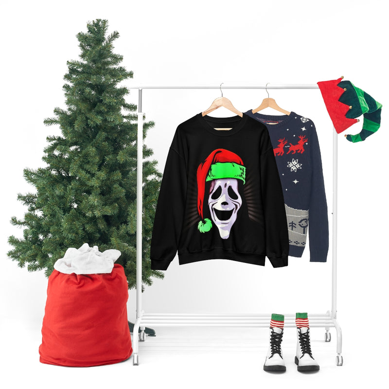 Happy Scream Mask Christmas Sweater Funny Scary Movie Unisex Gildan