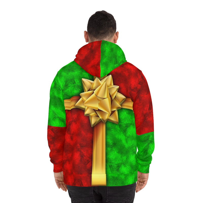 Wrapped Christmas Present UGLY CHRISTMAS SWEATER Zip Hoodie Funny Xmas Party - JohnnyAppz