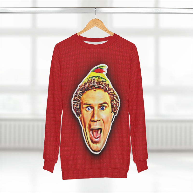 Buddy The Elf • Ugly Christmas Sweater • Red Design • AOP Unisex Sweatshirt