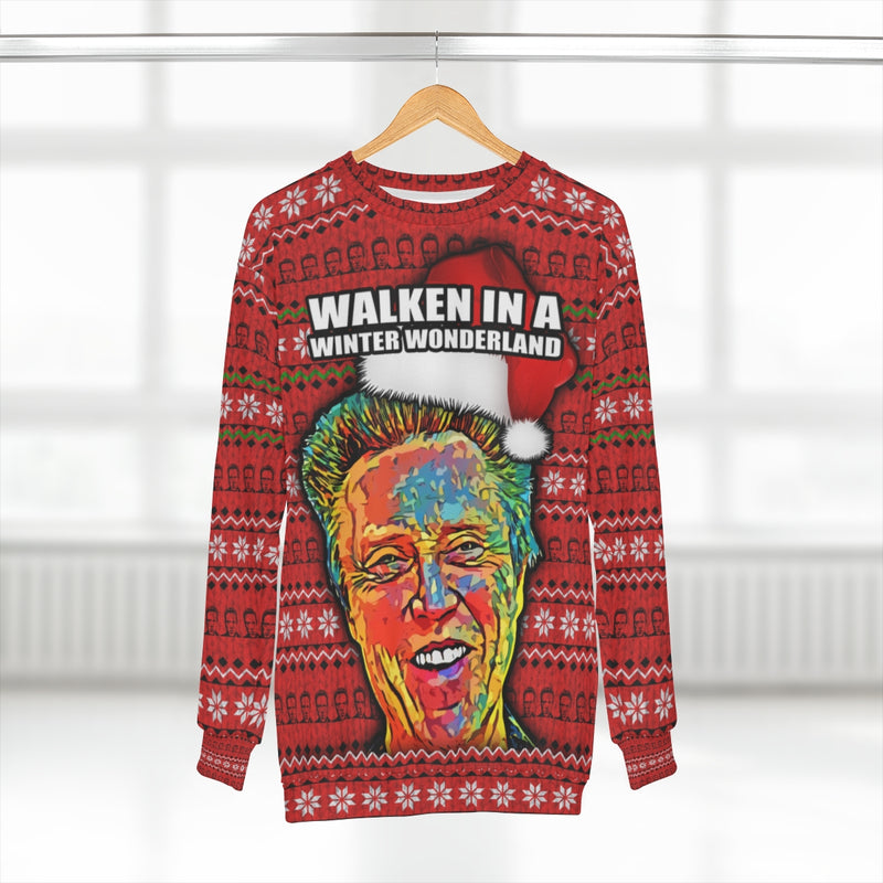 Christopher Walken UGLY CHRISTMAS SWEATER Winter Wonderland Funny Sweatshirt - JohnnyAppz