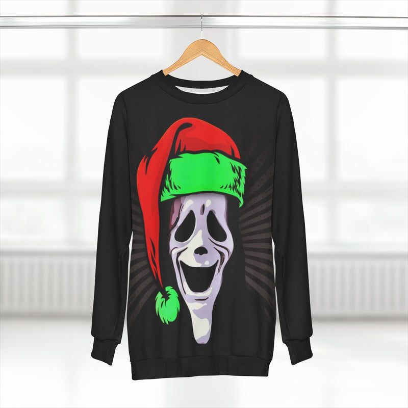 Happy Scream Mask Christmas Sweater Funny XMas Scary Movie Unisex
