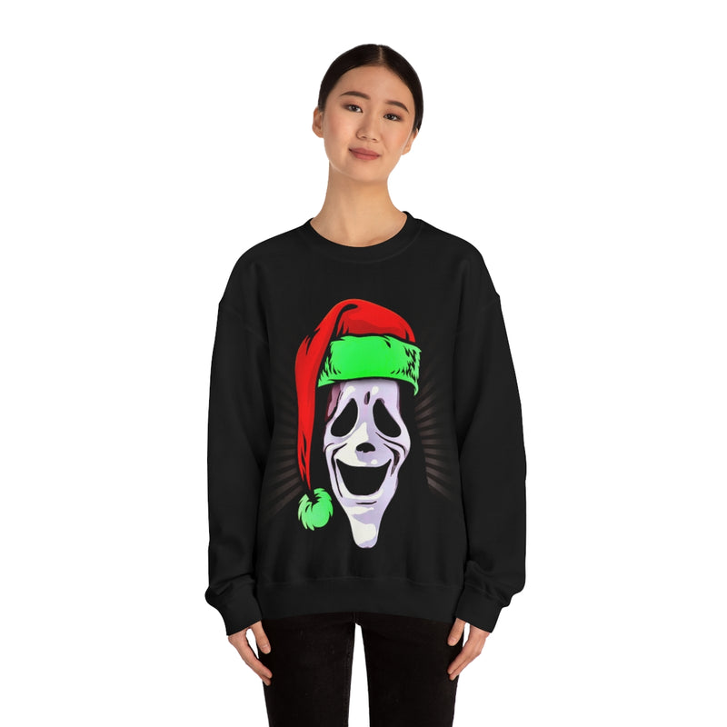 Happy Scream Mask Christmas Sweater Funny Scary Movie Unisex Gildan