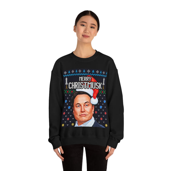 Elon Musk Ugly Christmas Sweater - Doge SpaceX Mars Twitter - Holiday Party Unisex Crewneck Sweatshirt