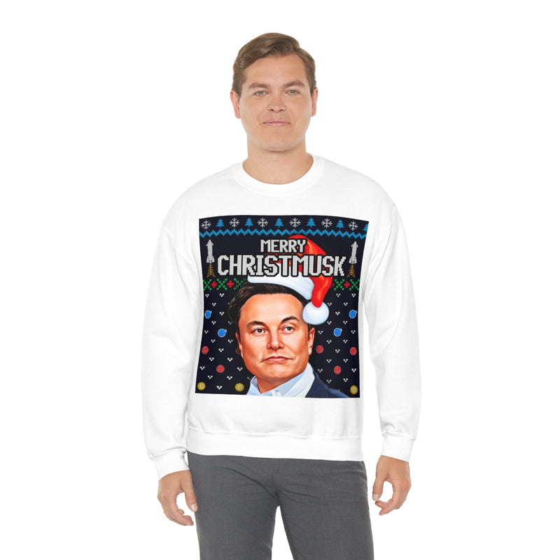 Elon Musk Ugly Christmas Sweater - Doge SpaceX Mars Twitter - Holiday Party Unisex Crewneck Sweatshirt