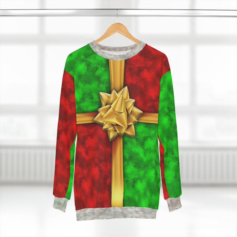 Wrapped Christmas Present UGLY CHRISTMAS SWEATER! Funny Xmas Party Sweatshirt - JohnnyAppz