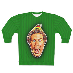 Buddy The Elf • Ugly Christmas Sweater • Green Design • AOP Unisex Sweatshirt